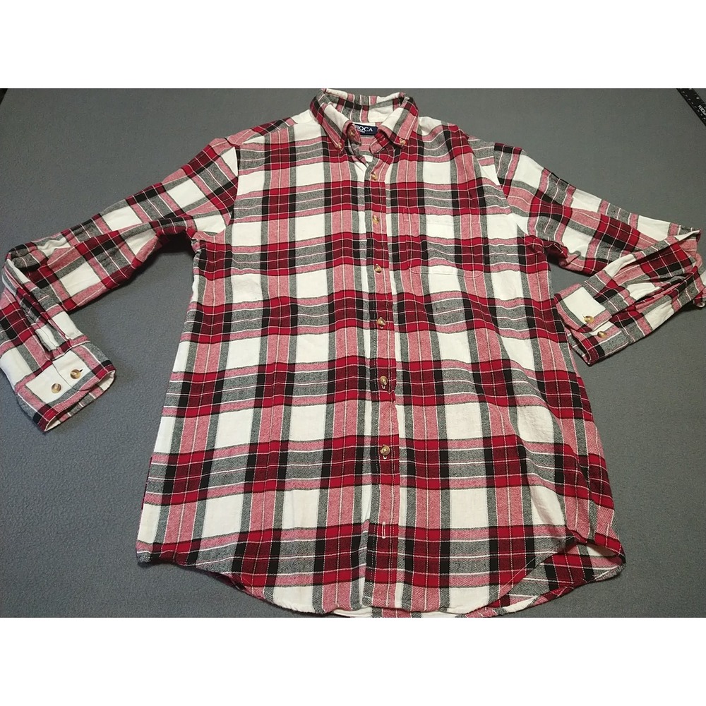 Boca Classics Flannel Shirt Men M Red Plaid Outdoor Hiking Hunting Button Down